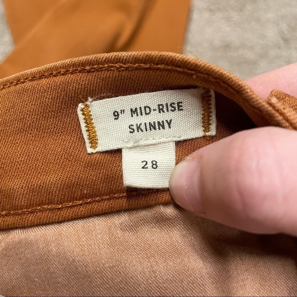 Madewell 9" Mid-Rise Skinny Jeans Button-Front Edition Rust Orange Size 28 - Picture 11 of 13